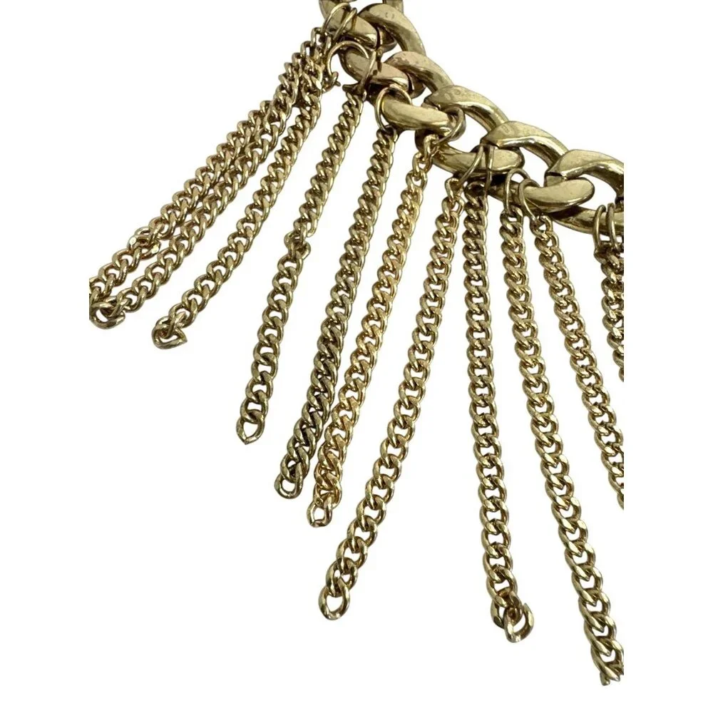 Vintage Gold Tone Fringe Necklace & Earring Set - Picture 7 of 7